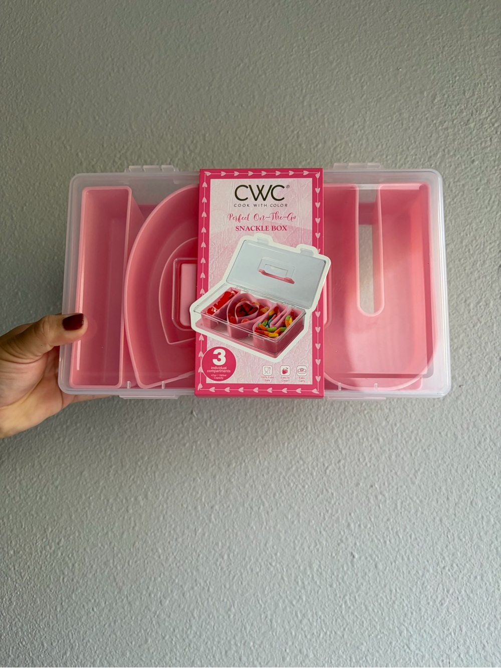 CWC Pink Snackle Box - Divided Food & Snack Storage
